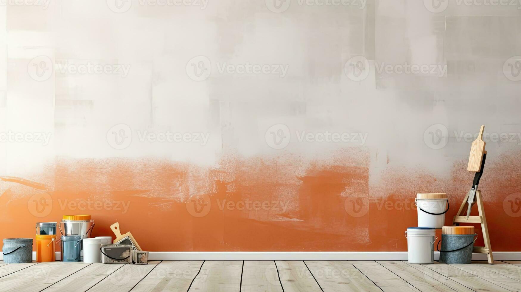 Repair and painting tools of walls in room. Renovation and decoration. Generative AI photo