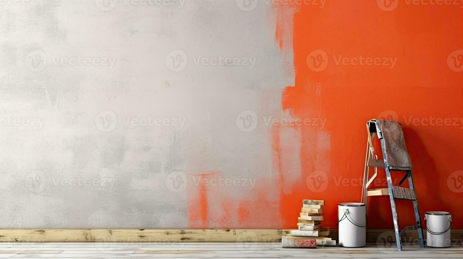 Repair and painting tools of walls in room. Renovation and decoration. Generative AI photo
