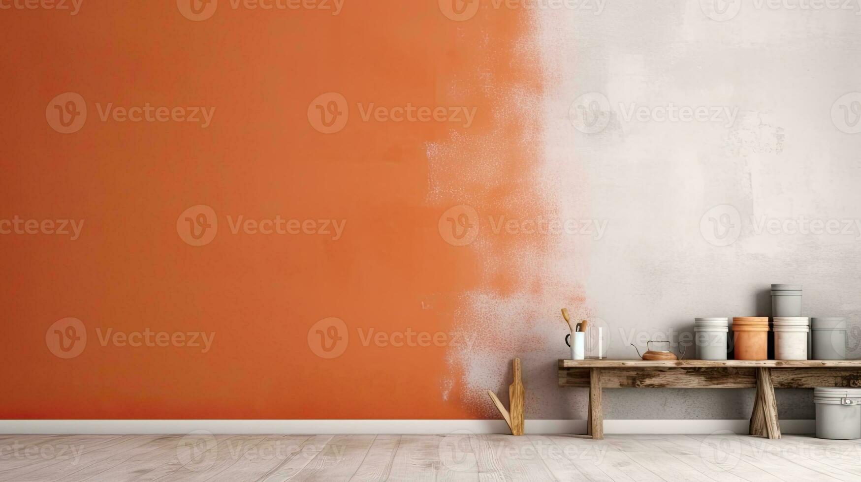 Repair and painting tools of walls in room. Renovation and decoration. Generative AI photo