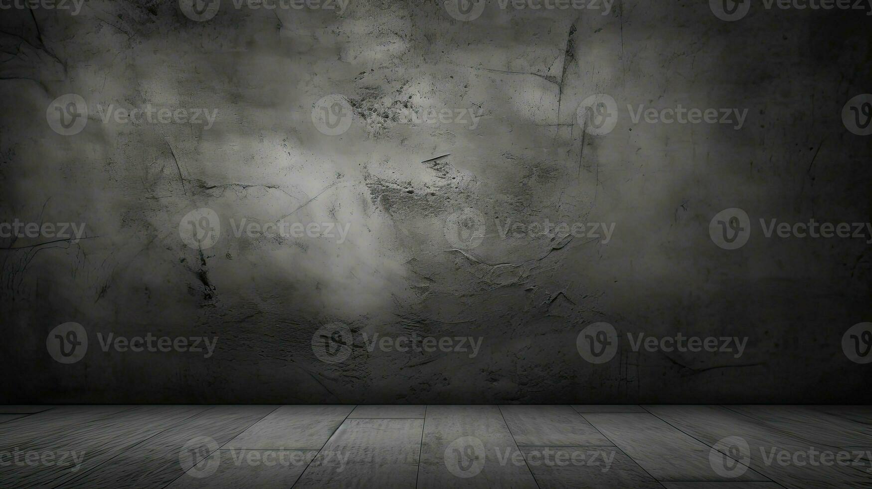 Dark black and gray abstract cement wall and interior textured studio room for product display. Wall background. Generative AI photo