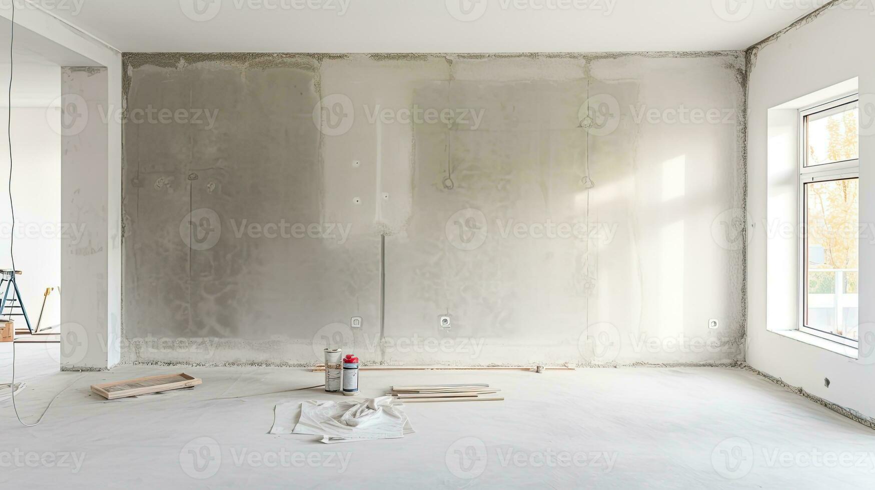 Interior of a new house under construction, remodeling and renovatio. Generative AI photo