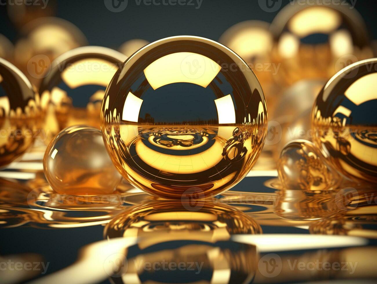 Abstract background with 3d Metallic spheres. 3D illustration of balls textured. Modern cover concept. Decoration element for banner design. Generative AI photo