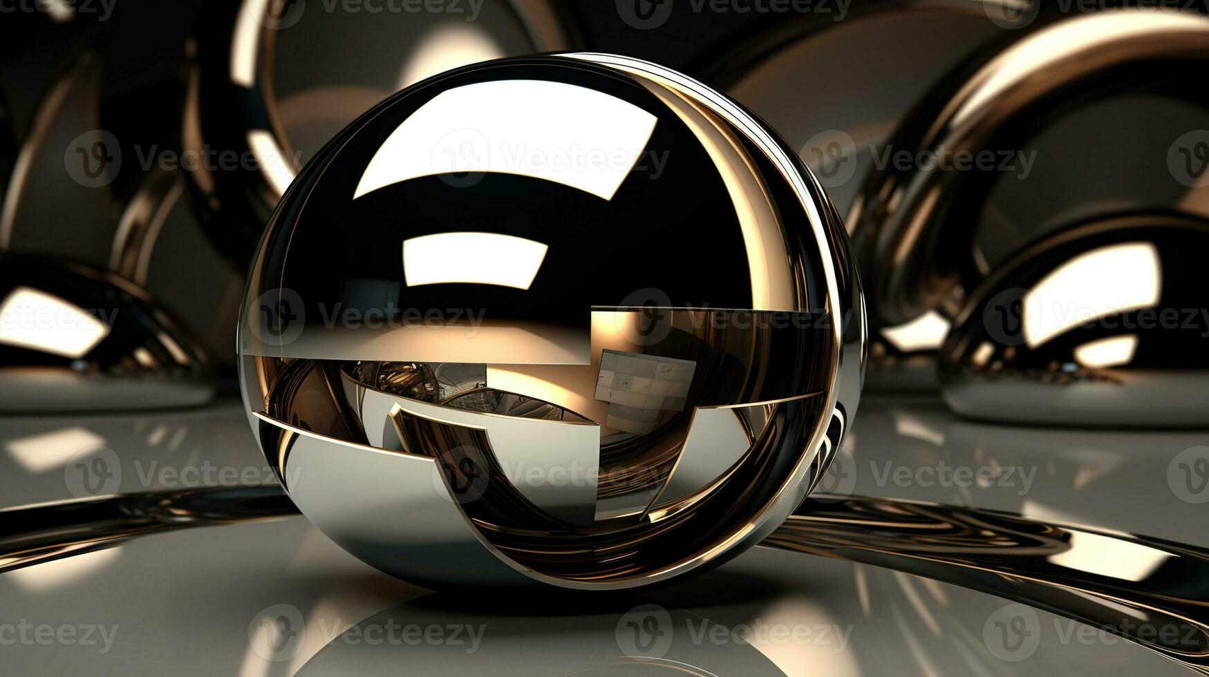 Abstract background with 3d Metallic spheres. 3D illustration of balls textured. Modern cover concept. Decoration element for banner design. Generative AI photo