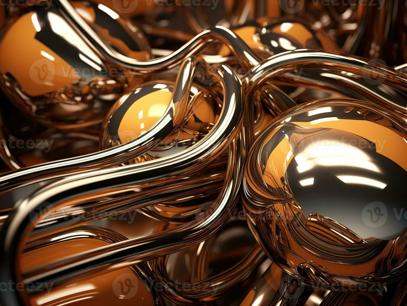 Abstract background with 3d Metallic spheres. 3D illustration of balls textured. Modern cover concept. Decoration element for banner design. Generative AI photo
