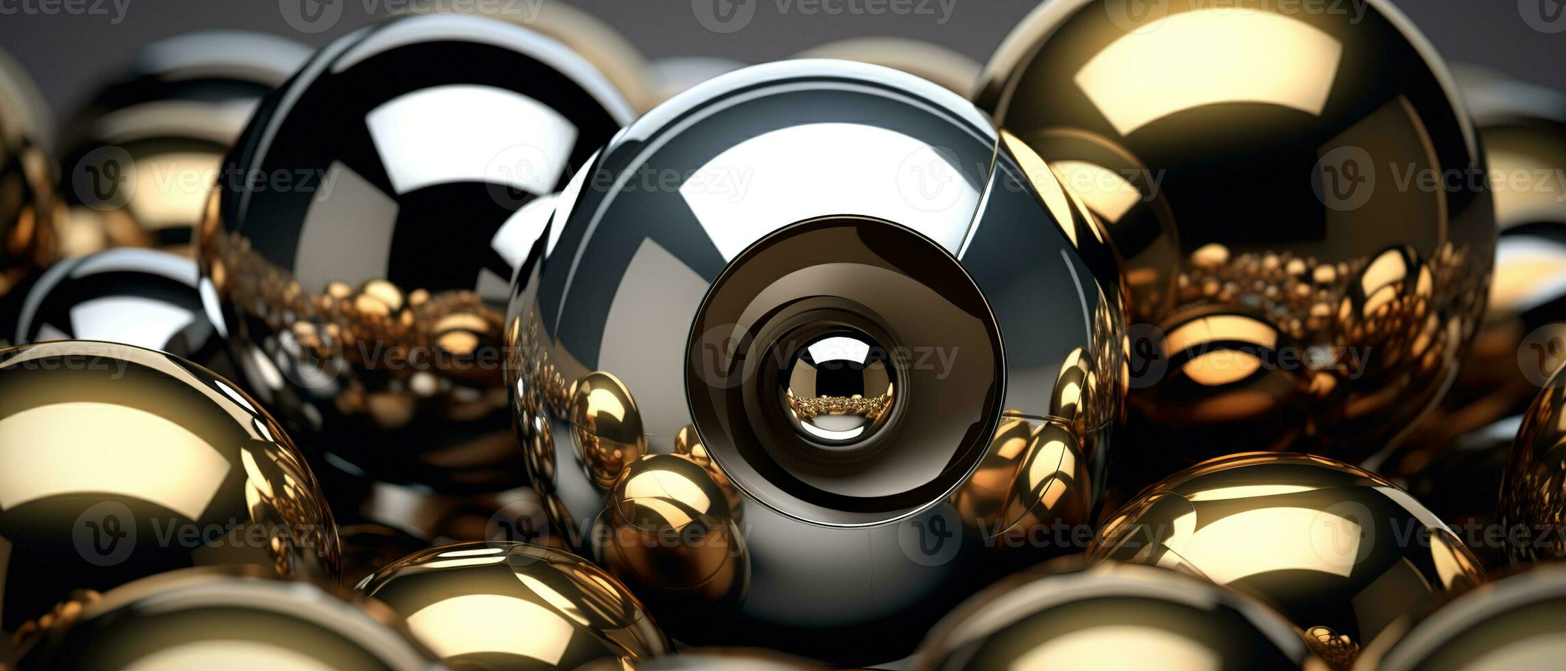 Abstract background with 3d Metallic spheres. 3D illustration of balls textured. Modern cover concept. Decoration element for banner design. Generative AI photo