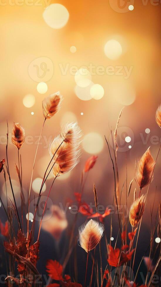Falling autumn background with bokeh effect, abstract design with copy space. Generative AI photo
