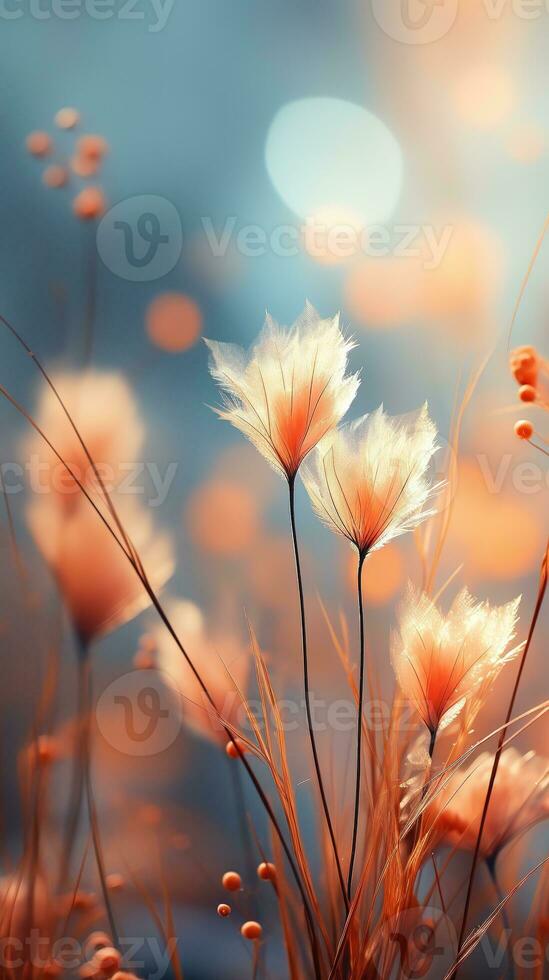 Falling autumn background with bokeh effect, abstract design with copy space. Generative AI photo