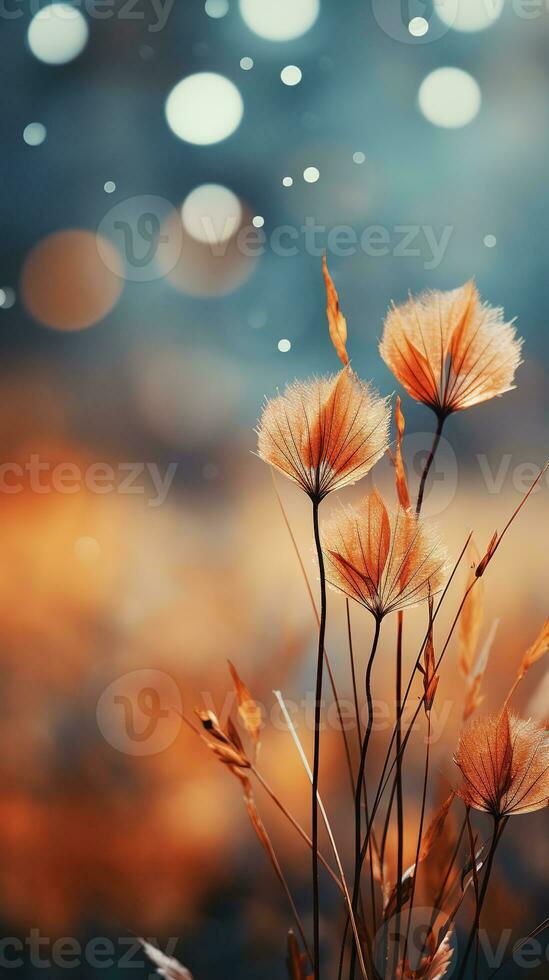 Falling autumn background with bokeh effect, abstract design with copy space. Generative AI photo