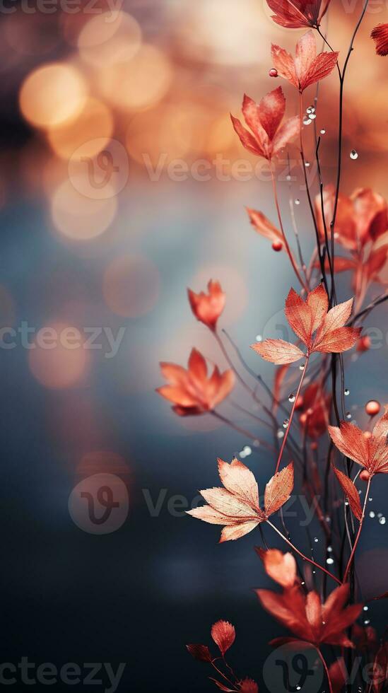 Falling autumn background with bokeh effect, abstract design with copy space. Generative AI photo