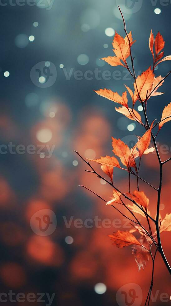 Falling autumn background with bokeh effect, abstract design with copy space. Generative AI photo