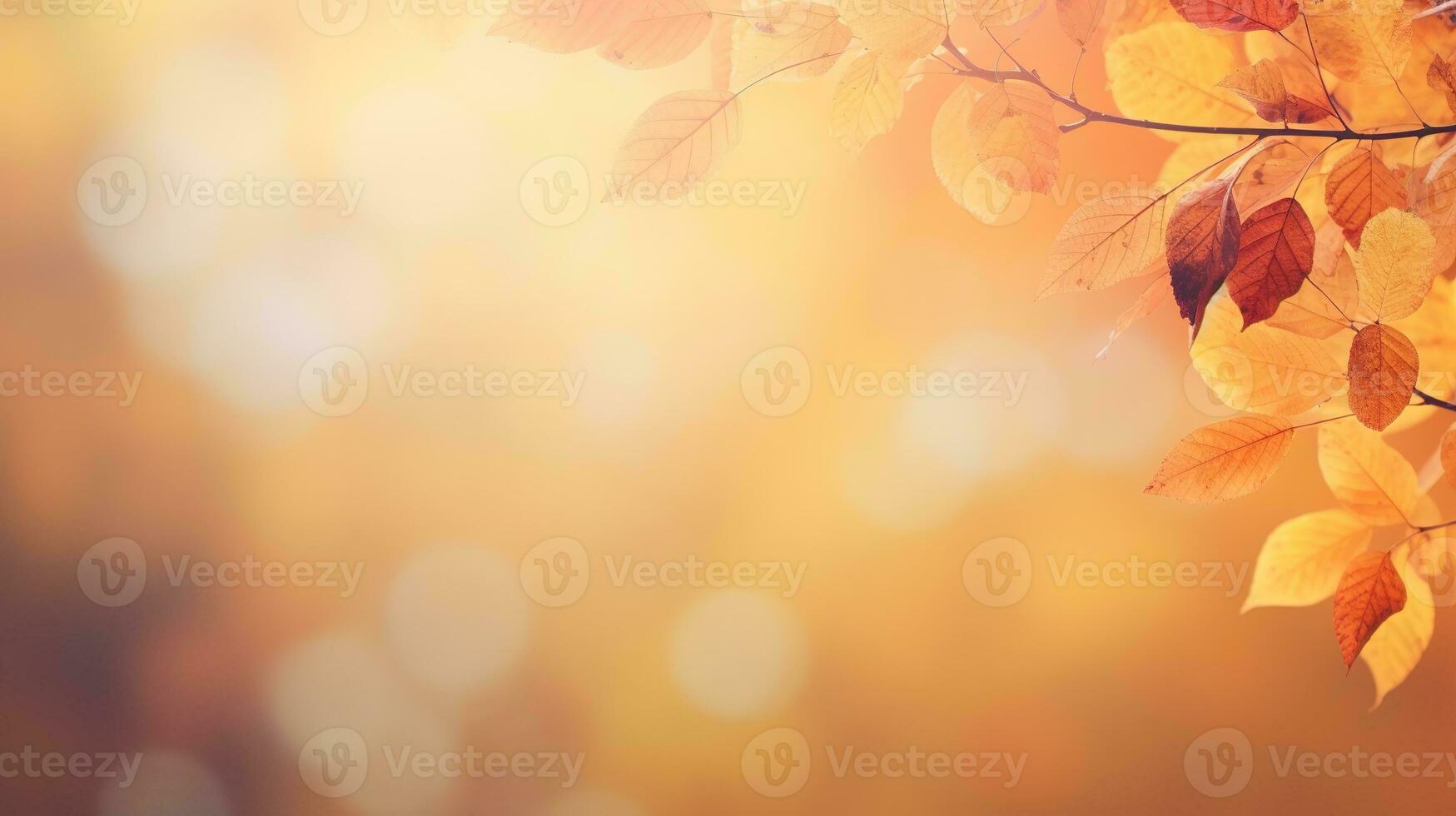 Falling autumn background with bokeh effect, abstract design with copy space. Generative AI photo