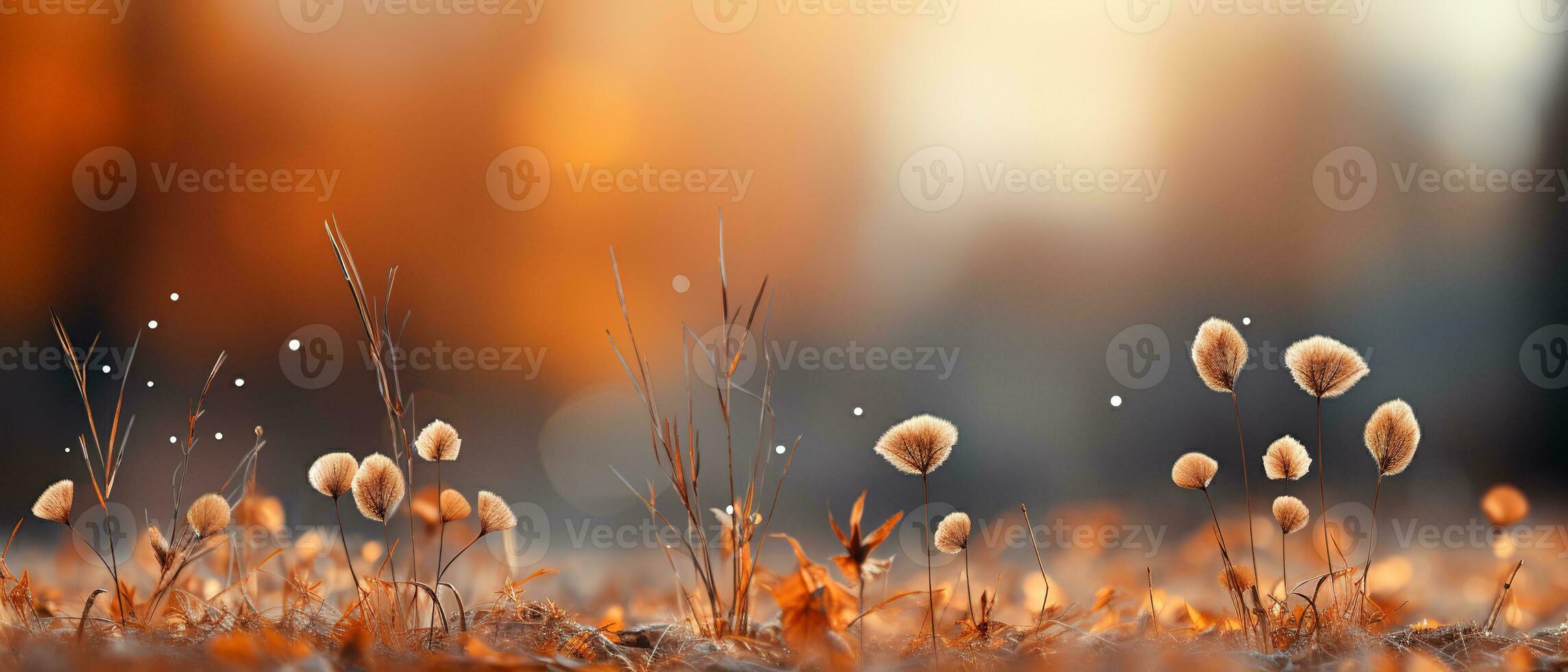 Falling autumn background with bokeh effect, abstract design with copy space. Generative AI photo