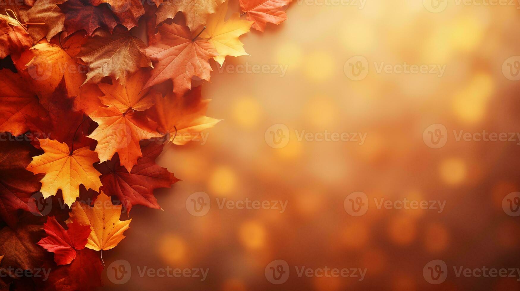 Falling autumn background with bokeh effect, abstract design with copy space. Generative AI photo