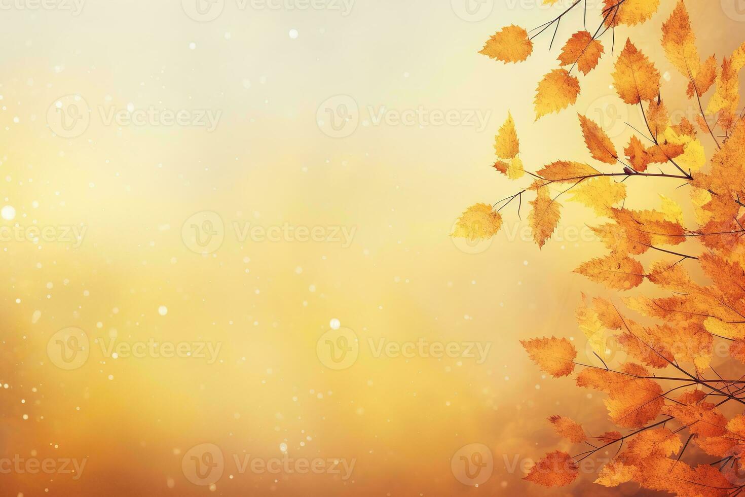 Falling autumn background with bokeh effect, abstract design with copy space. Generative AI photo