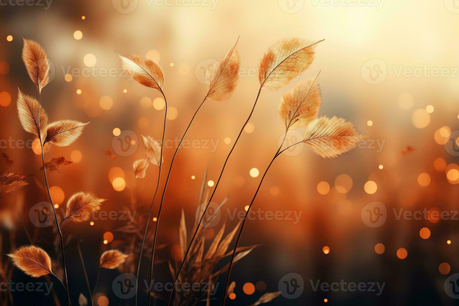 Falling autumn background with bokeh effect, abstract design with copy space. Generative AI photo