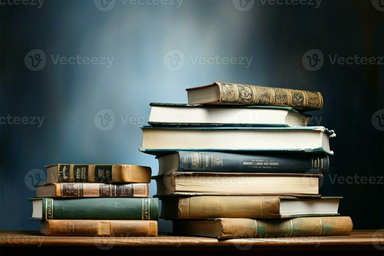 Stack of books creates an educational background AI Generated photo