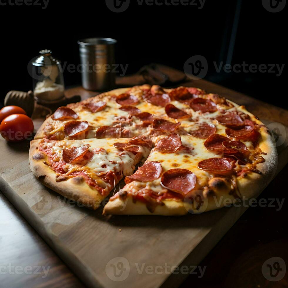 Pepperoni pizza. High resolution. Ai generative photo