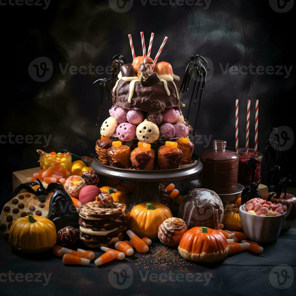 Halloween treats, candy assortment. photo