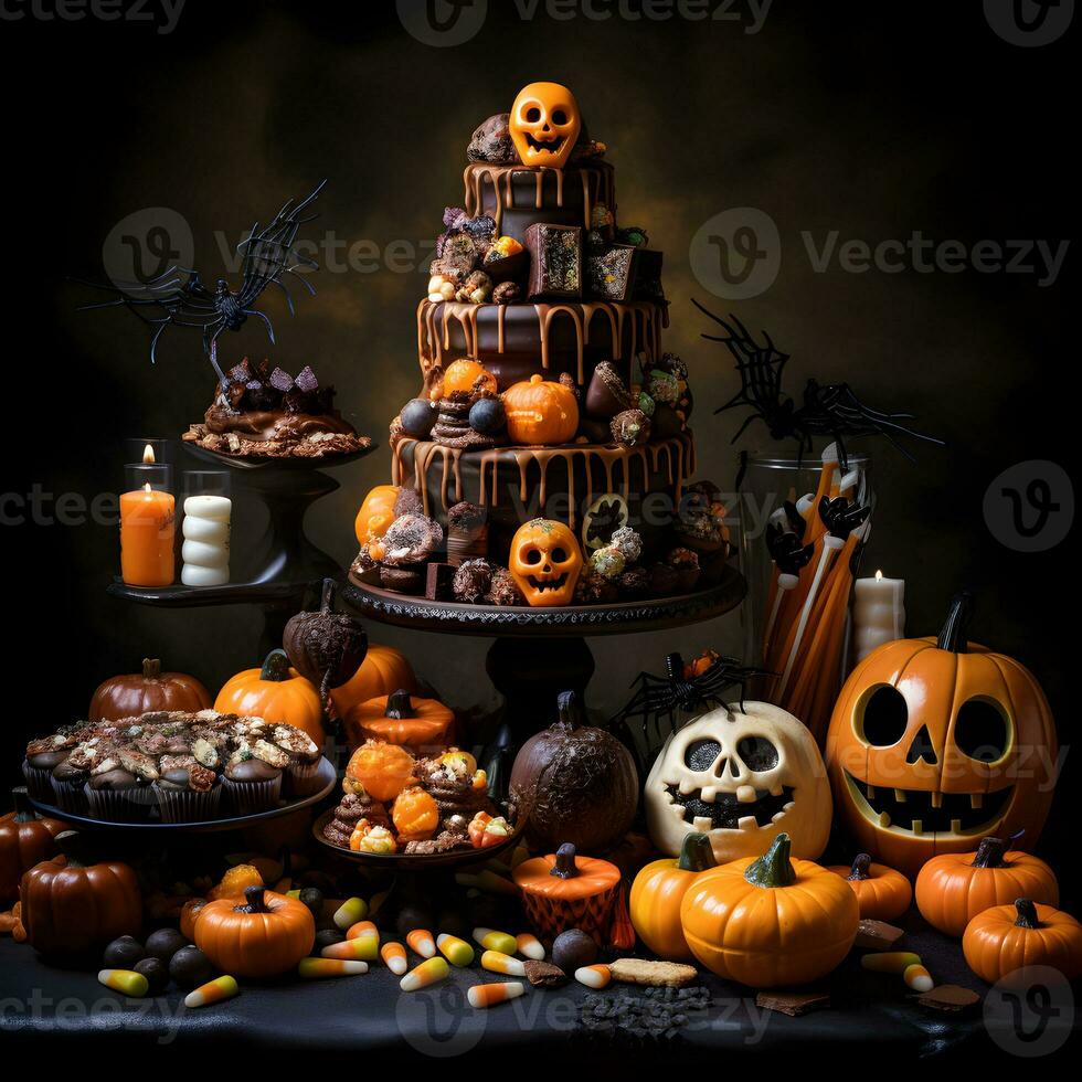 Halloween treats, candy assortment. photo