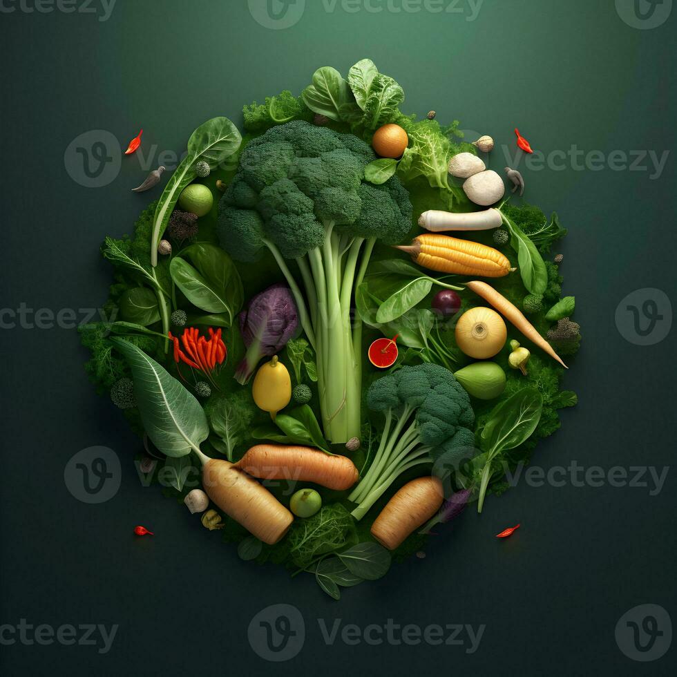 3d poster for Vegan Day featuring vegetables. High quality image. AI Generative photo
