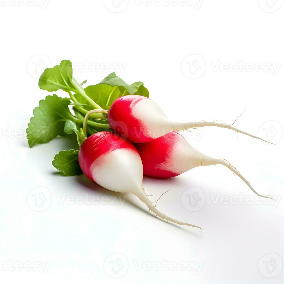 A bunch of fresh radishes isolated. High resolution. photo