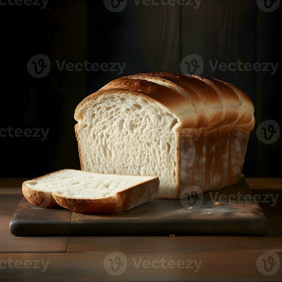 A loaf of fresh bread with sliced pieces. High resolution. AI Generative photo