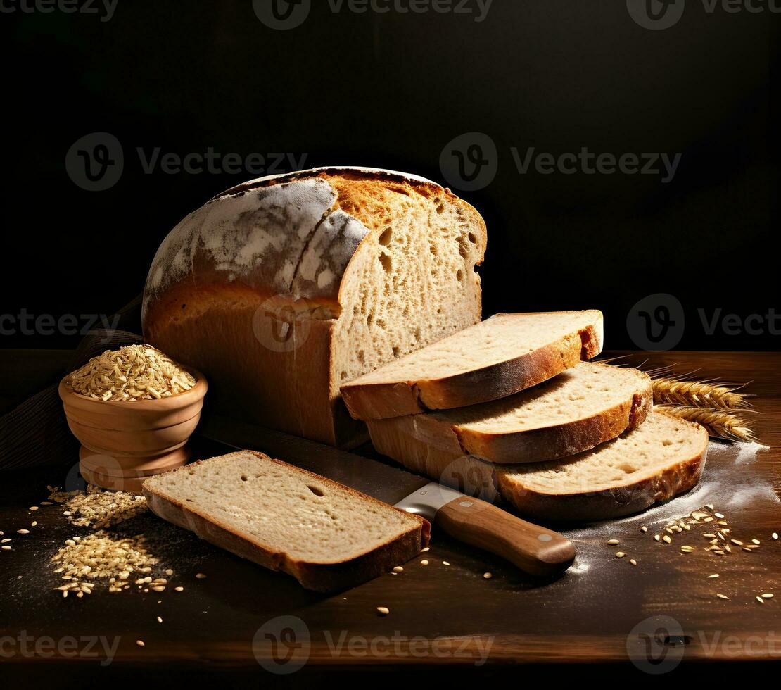un pan de Fresco un pan con rebanado piezas. alto resolución. ai generativo foto
