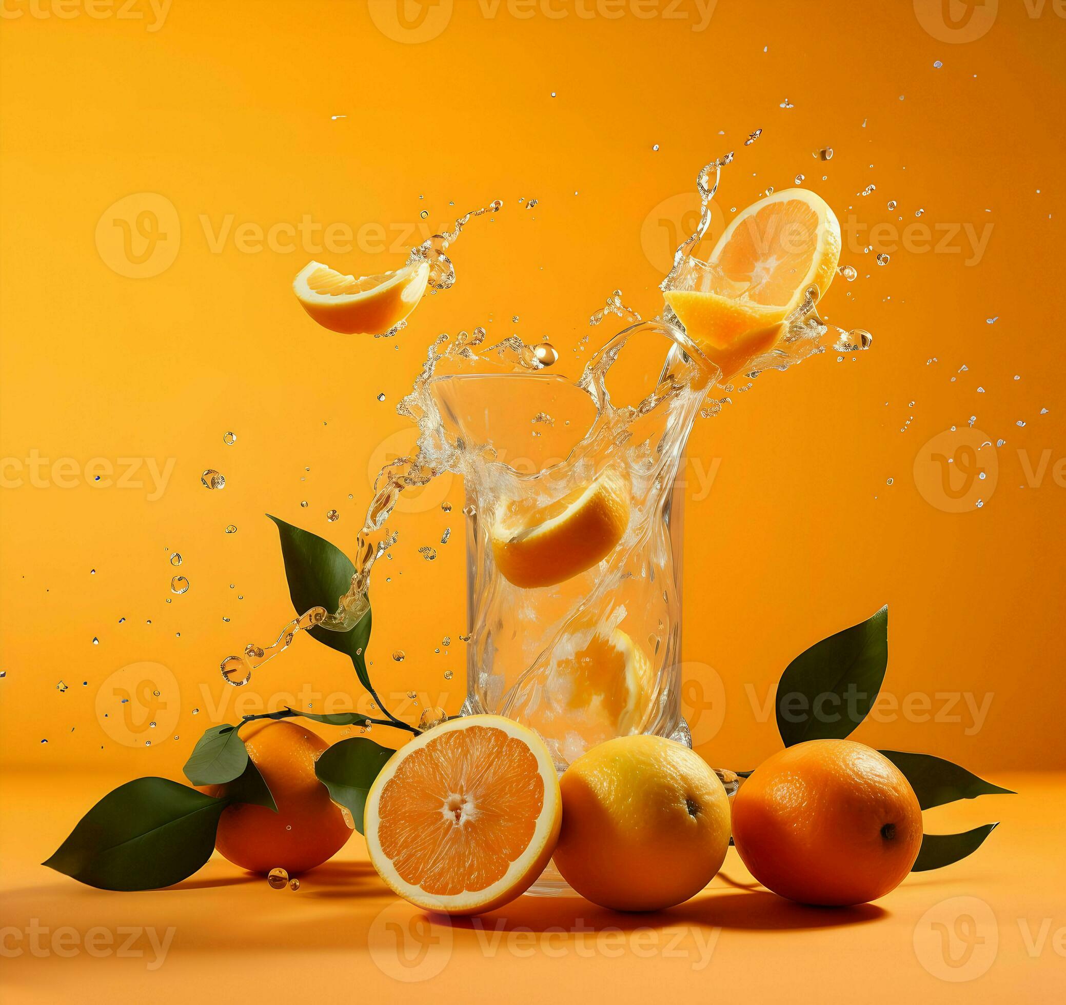 Orange Juice Flowing from Big Fruit Stock Photo - Image of flow, sweet:  56121516