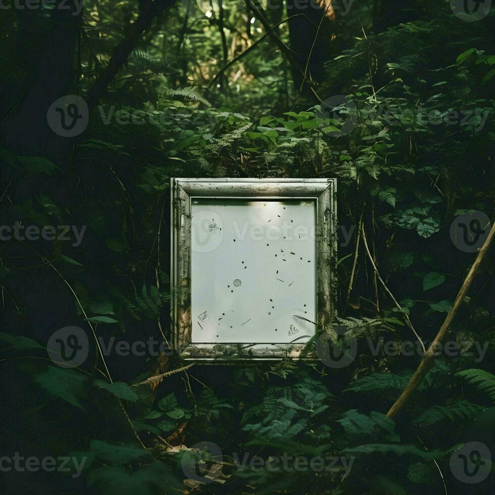 Empty photo shoot frame in forest. High-resolution. AI Generative