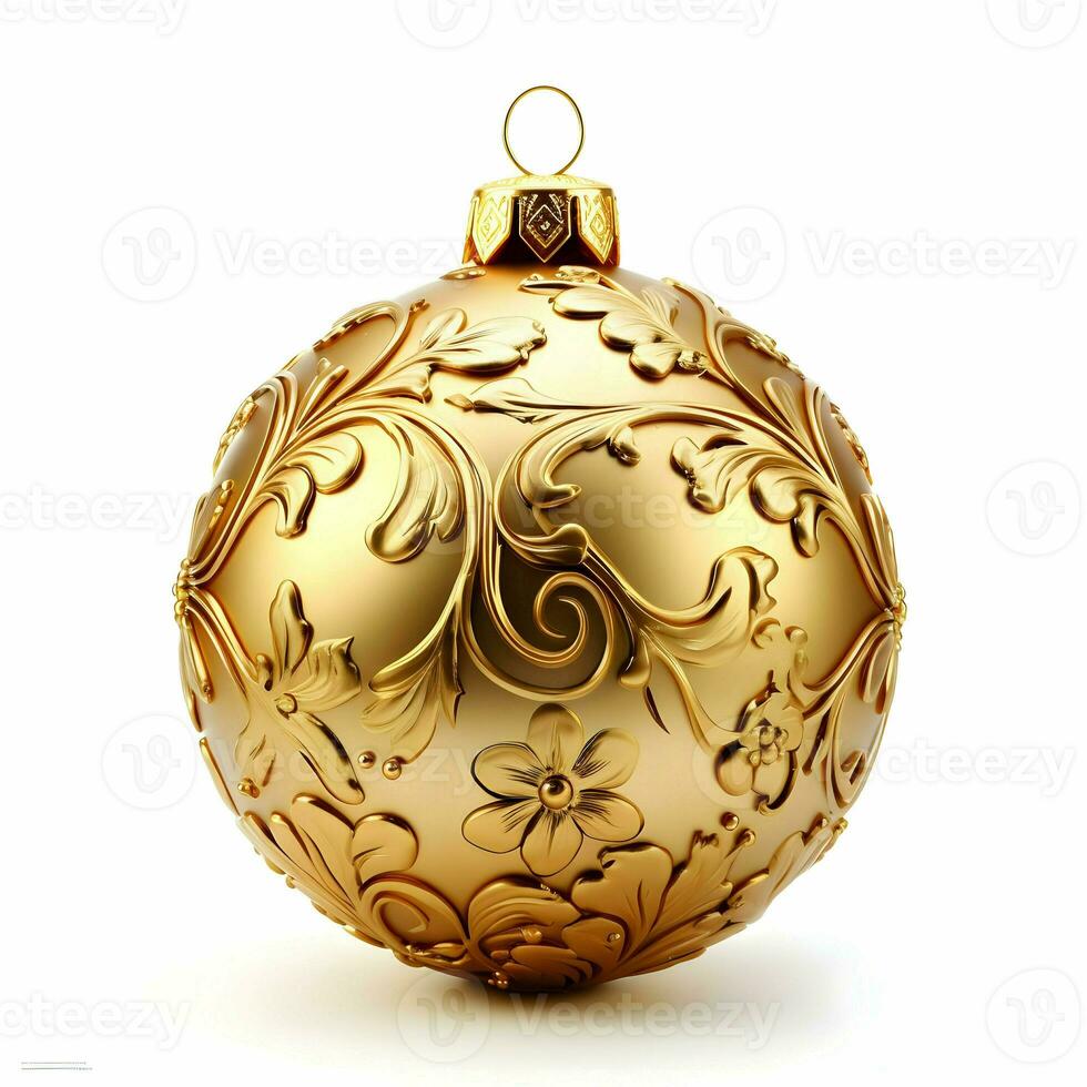 Gold christmas ornament. High-resolution. AI Generative photo