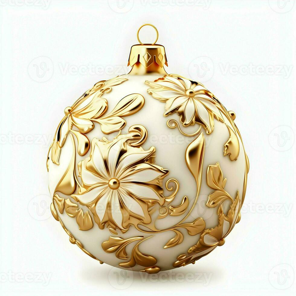 Gold christmas ornament. High-resolution. AI Generative photo