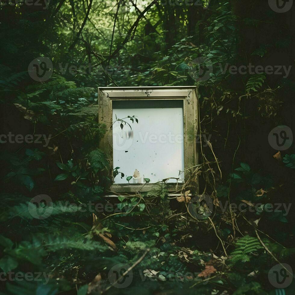 Empty photo shoot frame in forest. High quality. AI Generative