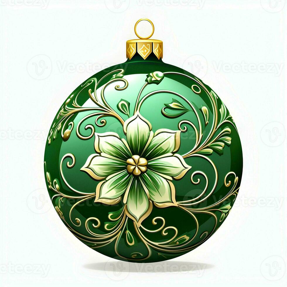 Green christmas ornament. High quality. AI Generative photo