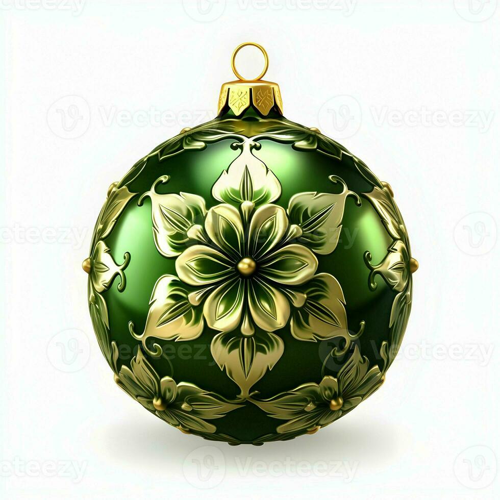 Green christmas ornament. High-resolution. AI Generative photo