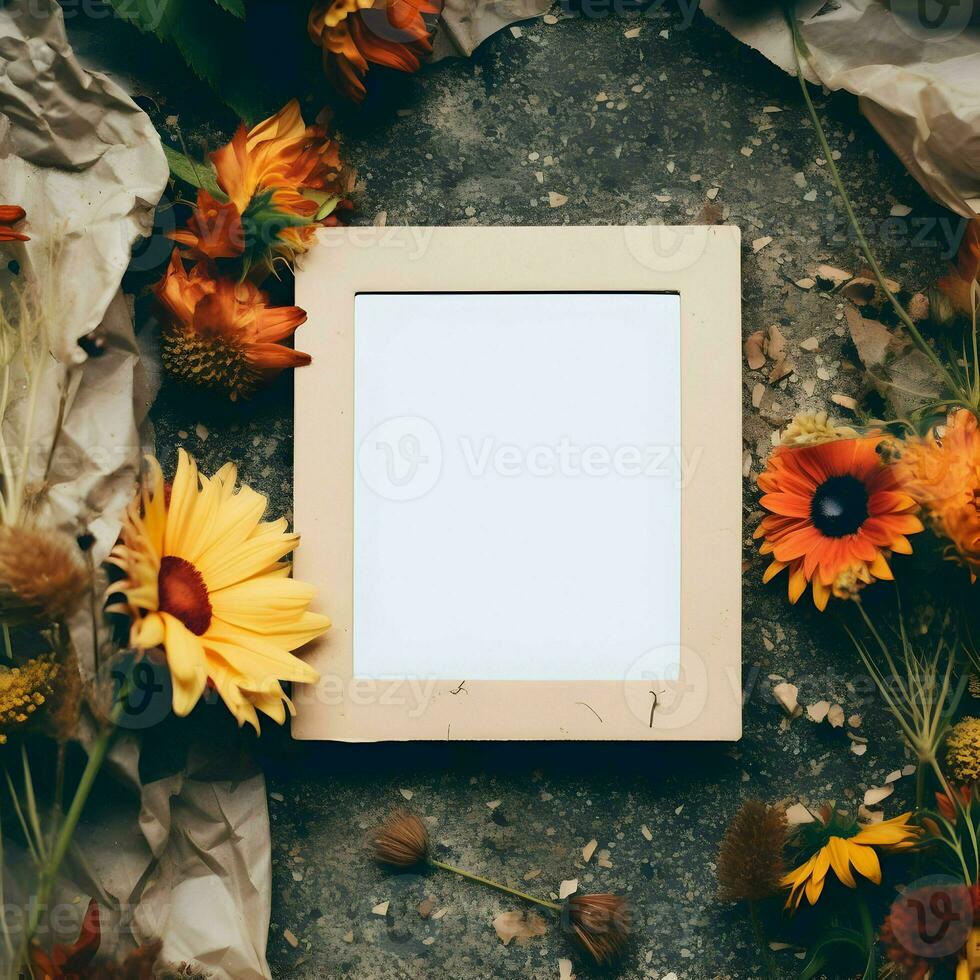 Polaroid frame photo mockup scrapbook. High-resolution. AI Generative