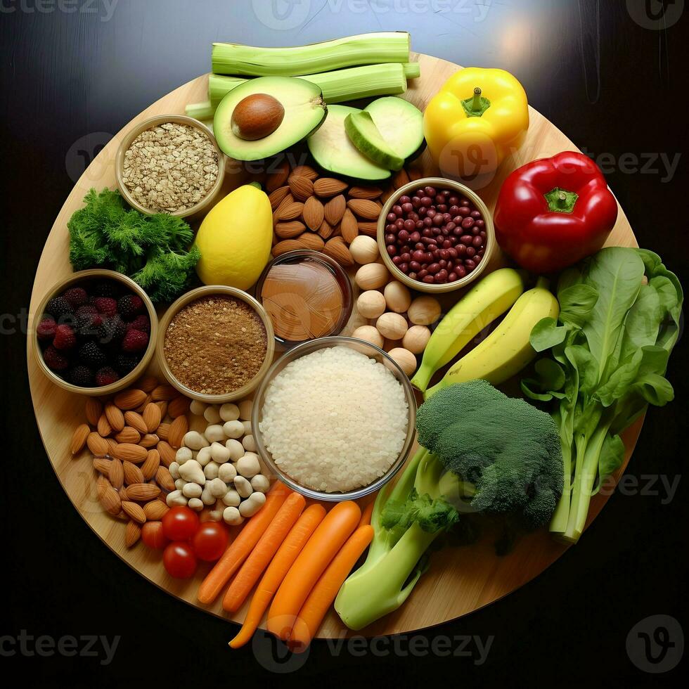 Ingredients of a healthy diet. High quality. AI Generative photo