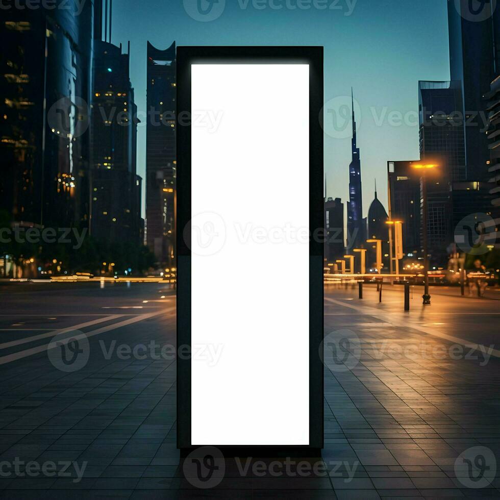Group backlit modern city vertical mockup. High-resolution. AI Generative photo