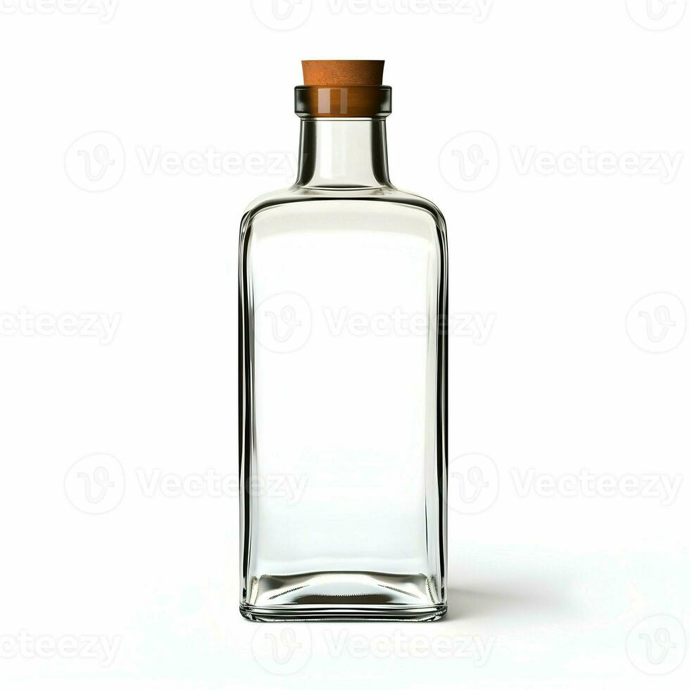 Glass bottle on white background 8k. High quality. AI Generative photo