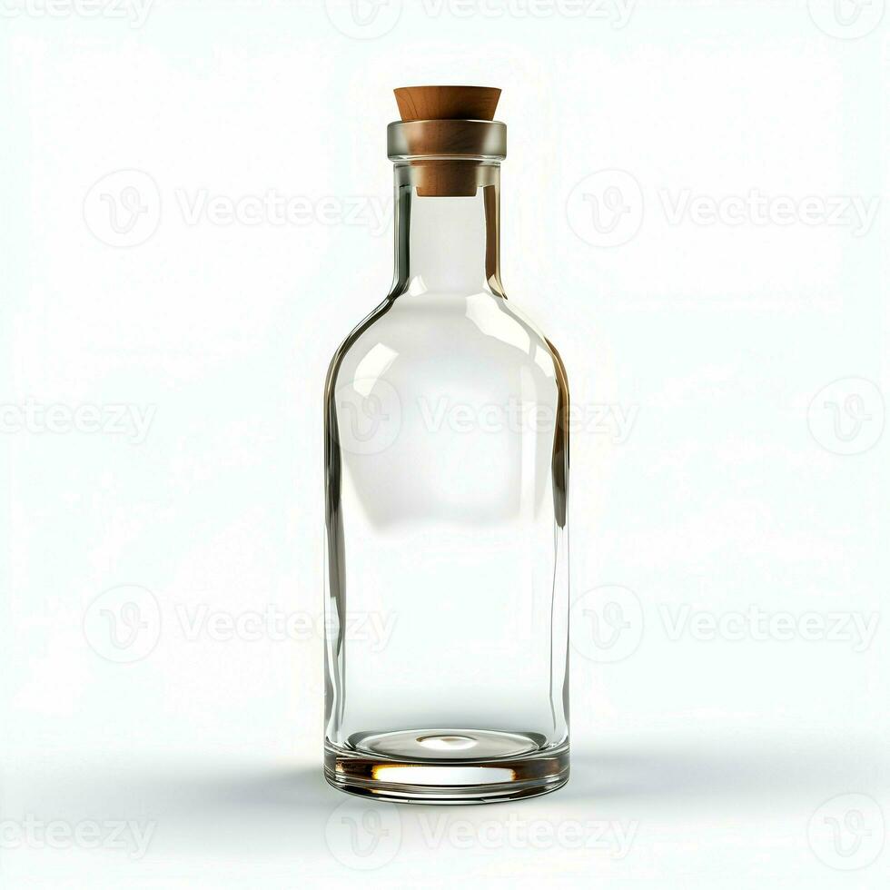 Glass bottle on white background 8k. High quality. AI Generative photo