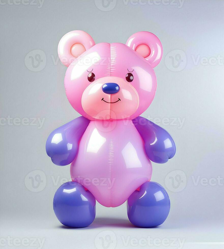 Inflatable cute bear bright color balloon bear illustration. High quality. AI Generative photo