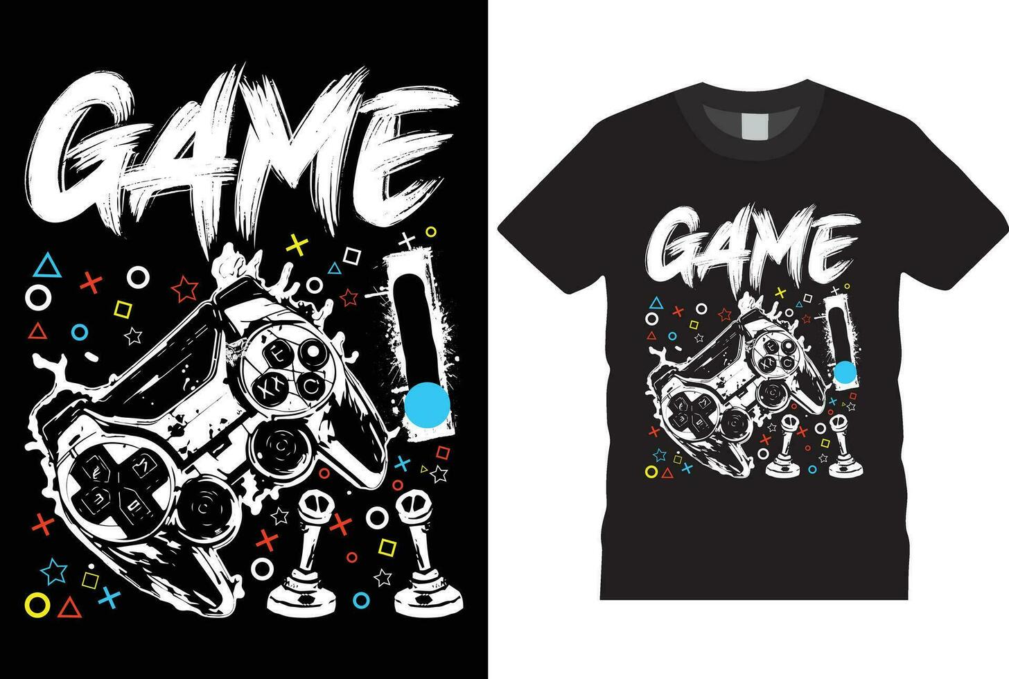 GAME ON, Game illustration Gaming T-Shirt design template. Vector game tshirt with Headphones, gaming vector, gamepad, typography. Ready for print in T shirt.