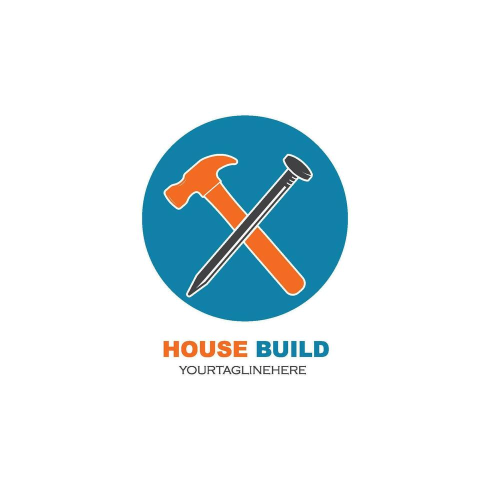Ilustración de vector de icono de logotipo de construcción y renovación de casa
