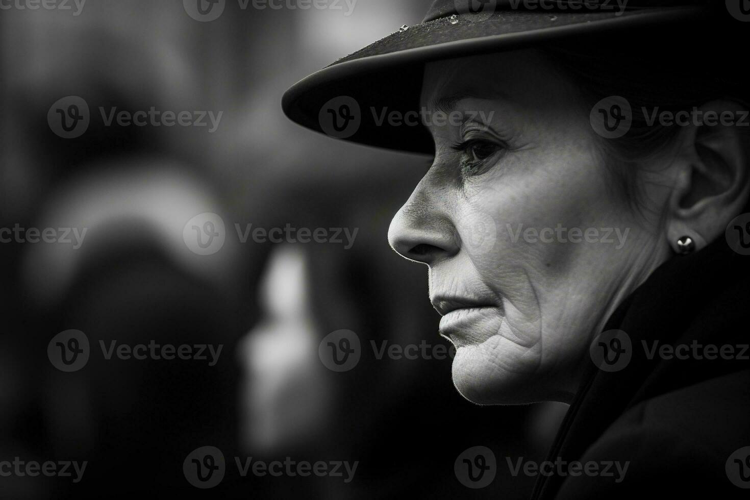 Portrait of a sad woman with a funeral bouquet of flowers AI generated photo