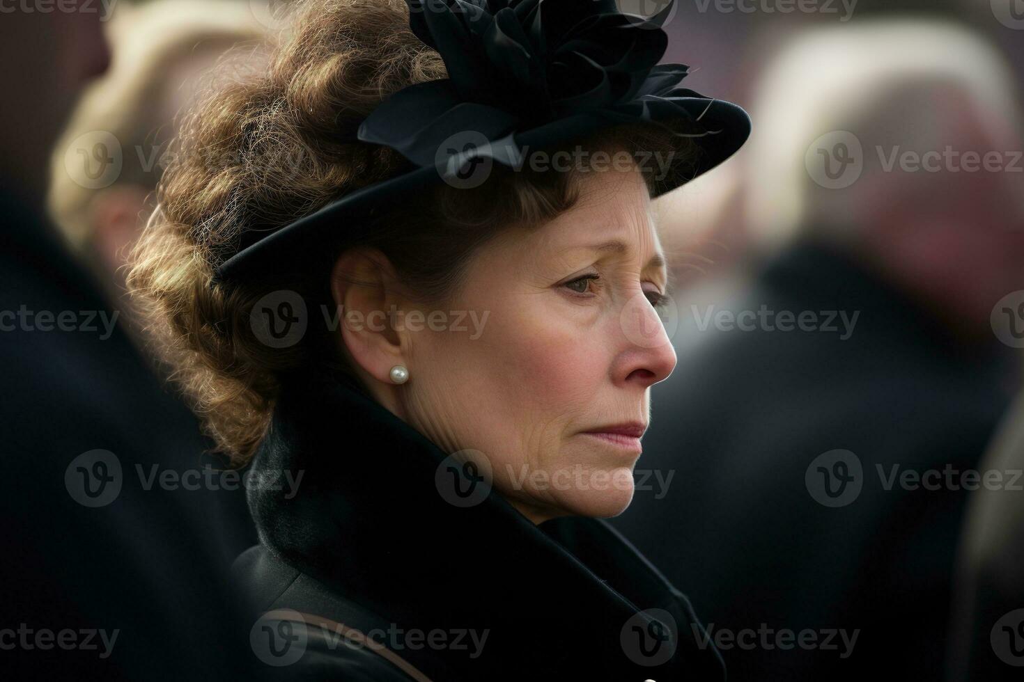 Portrait of a sad woman with a funeral bouquet of flowersAI generated photo