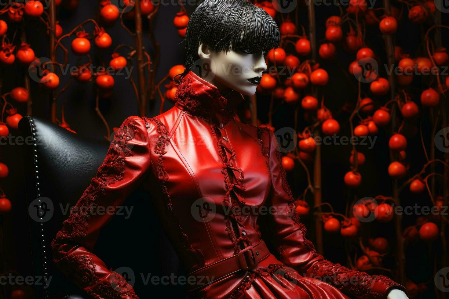 Sensual fashion on A Mannequin displayed in a shop window.AI generative photo