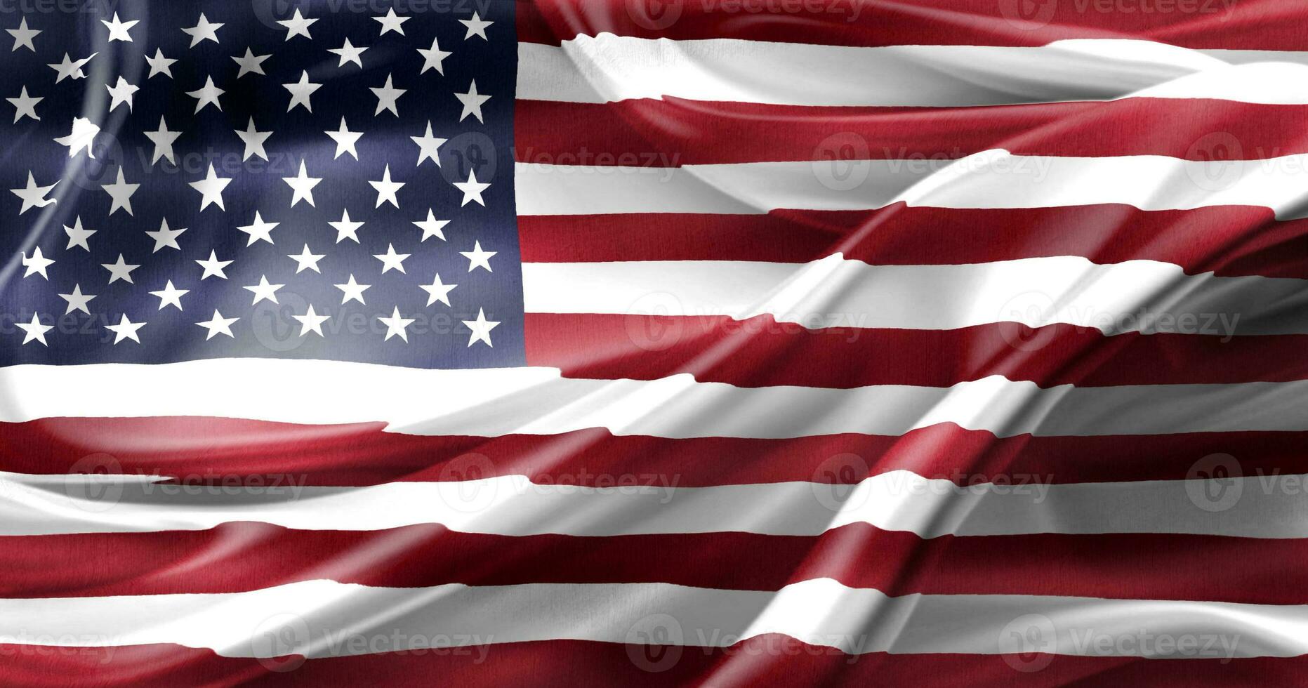 3D-Illustration of a USA flag - realistic waving fabric flag photo