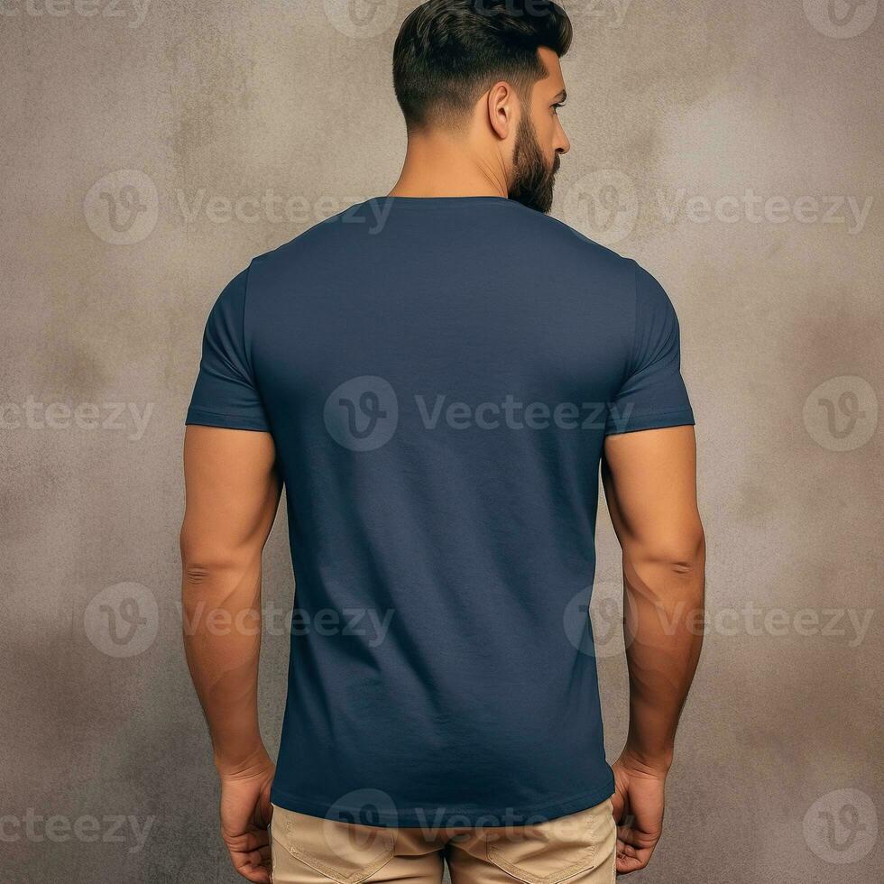 Illustration of a fashion portrait with plain t-shirt mockup, AI Generated photo