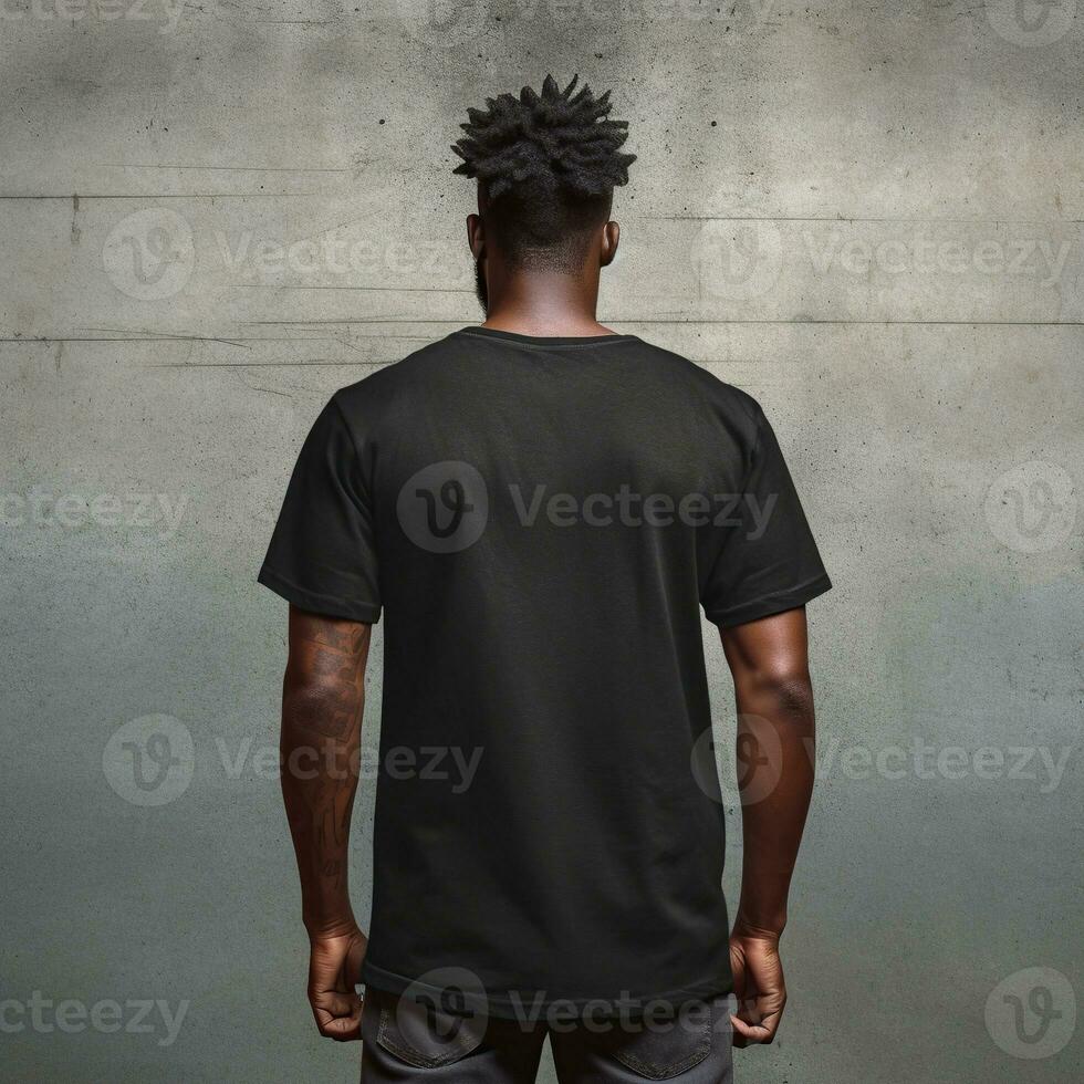 Illustration of a fashion portrait with plain t-shirt mockup, AI Generated photo