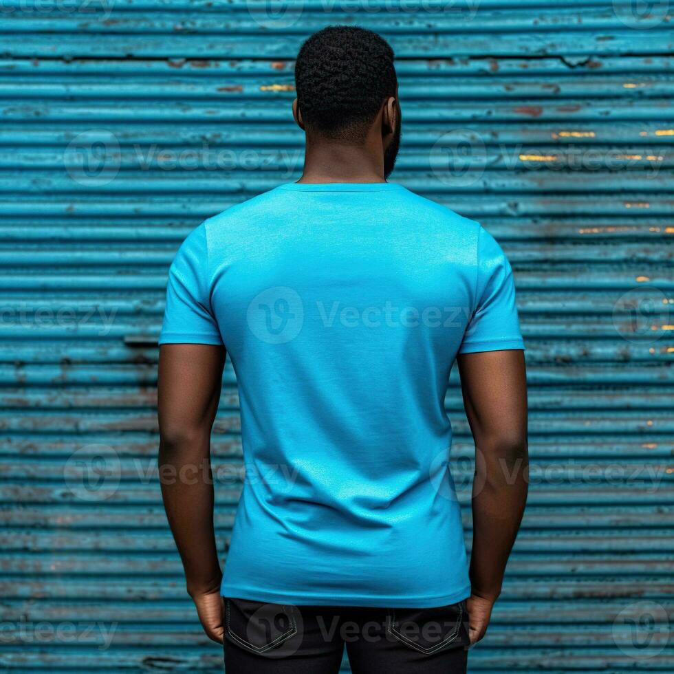 Illustration of a fashion portrait with plain t-shirt mockup, AI Generated photo