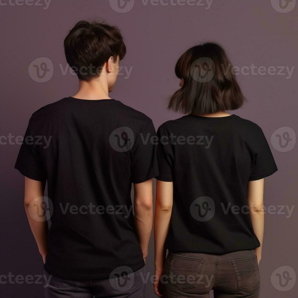 Illustration of a fashion portrait with plain t-shirt mockup, AI Generated photo